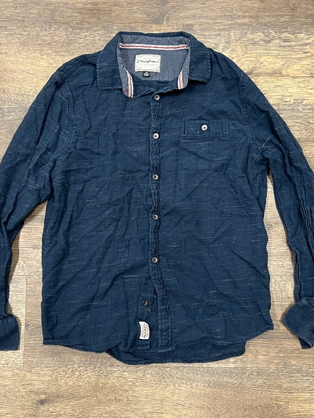 Flag & Anthem Men’s Medium Navy Blue Long Sleeve Button-Up Shirt
